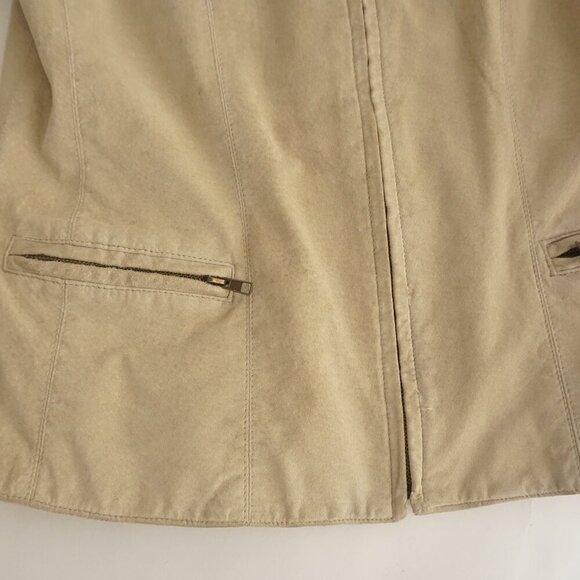 Denver Hayes Sand 100% Leather Suede Zip Up Collared Jacket S - Picture 7 of 11